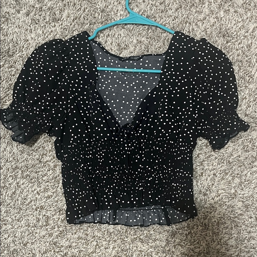 SHEIN Black and White Polka Dot Blouse